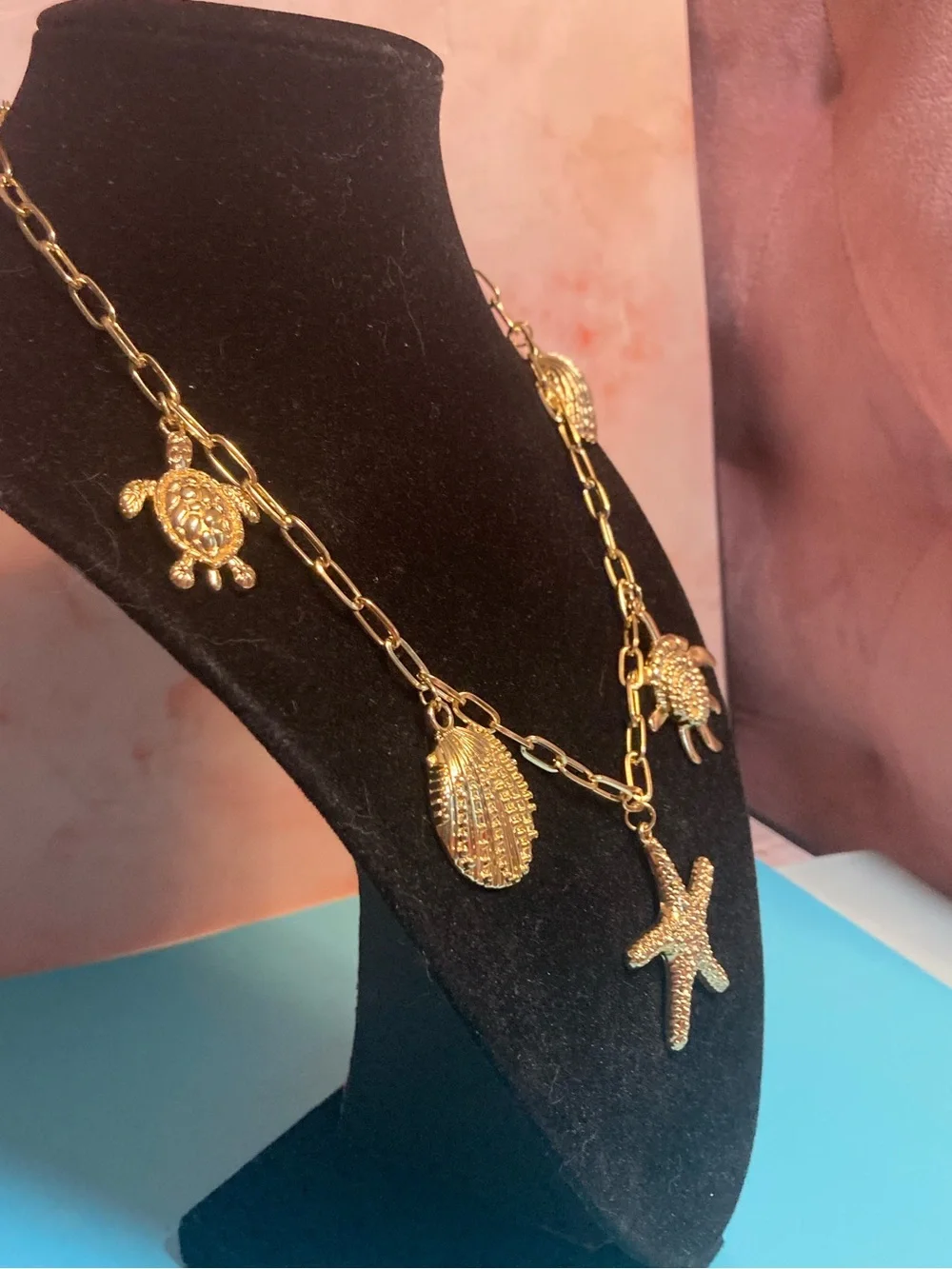 Gold  Beach Charm Necklace